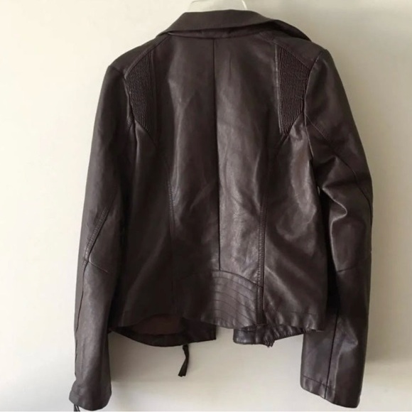 Jessica Simpson Brown Collared Girls Leather Jacket - Picture 3 of 11